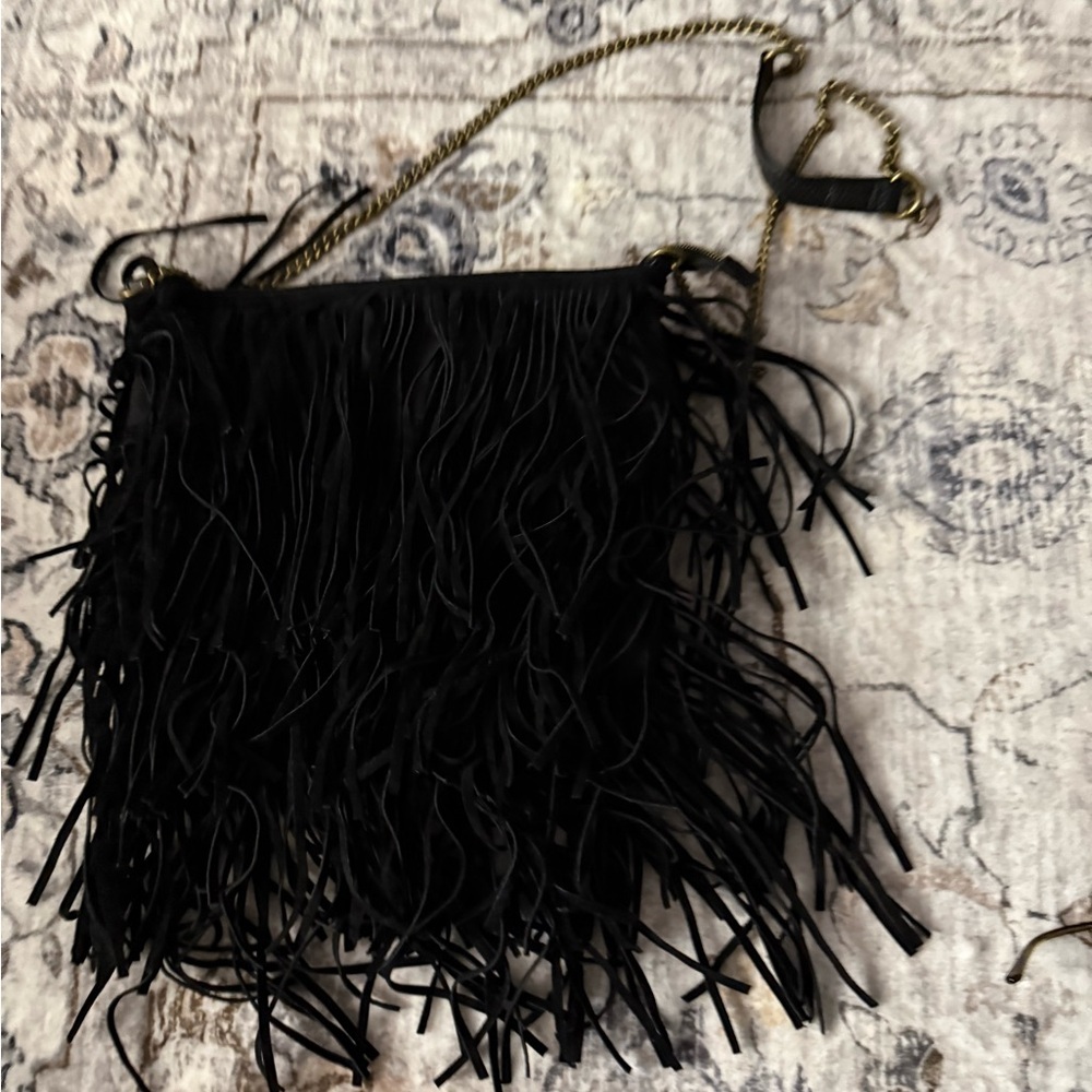 Kohls Fringe Black Shoulder Bag